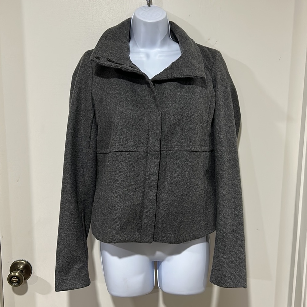 GAP Gray Wool Cropped Moto Style Jacket Coat Size Small